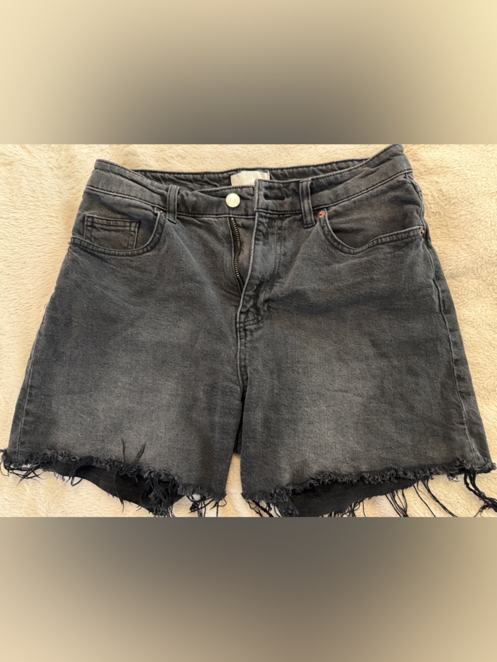 H&M Black Washed Denim Jean Shorts